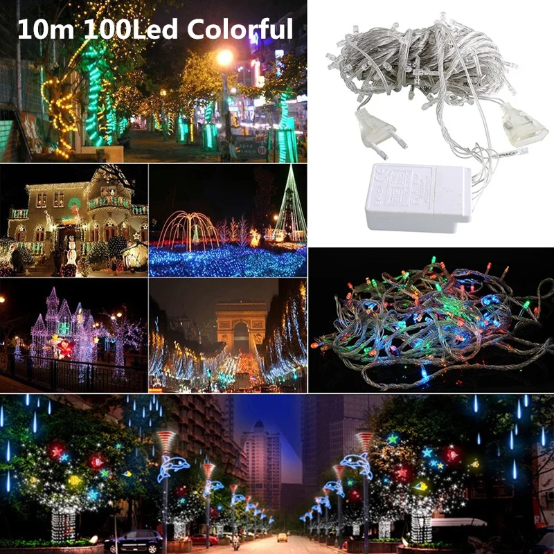 10m 100Led Colorful 3 м X 3 м 300 Светодиодная лампа для занавесок Романтические Рождественские украшения для дома Navidad Новогоднее украшение гирлянда Natale Natal - Цвет: 10m 100Led Colorful