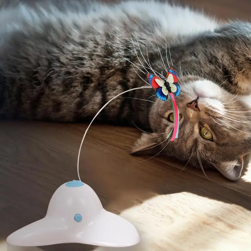 Pet Электрический вращающийся Летающий Кот-бабочка интерактивный спиннинг тизер игрушки