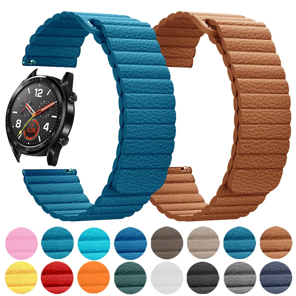 

Ремешок кожаный для Samsung Galaxy Watch 3 LTE 41 мм 45 мм, магнитный браслет для Gear Sport S3 42 мм 46 мм 20 мм 22 мм