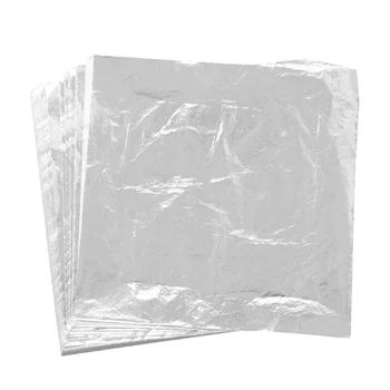 

Imitation Silver Leaf Sheets Aluminum Leaf for Gilding Home Nail Decorations Arts Cafts 1000pcs 16x16cm Silver Color Foil Paper