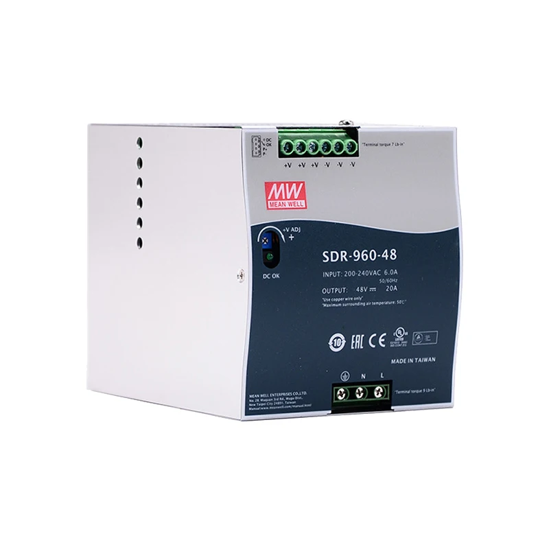 MW Mean Well SDR-960-48 48V 20A 960W Single Output Industrial DIN Rail with