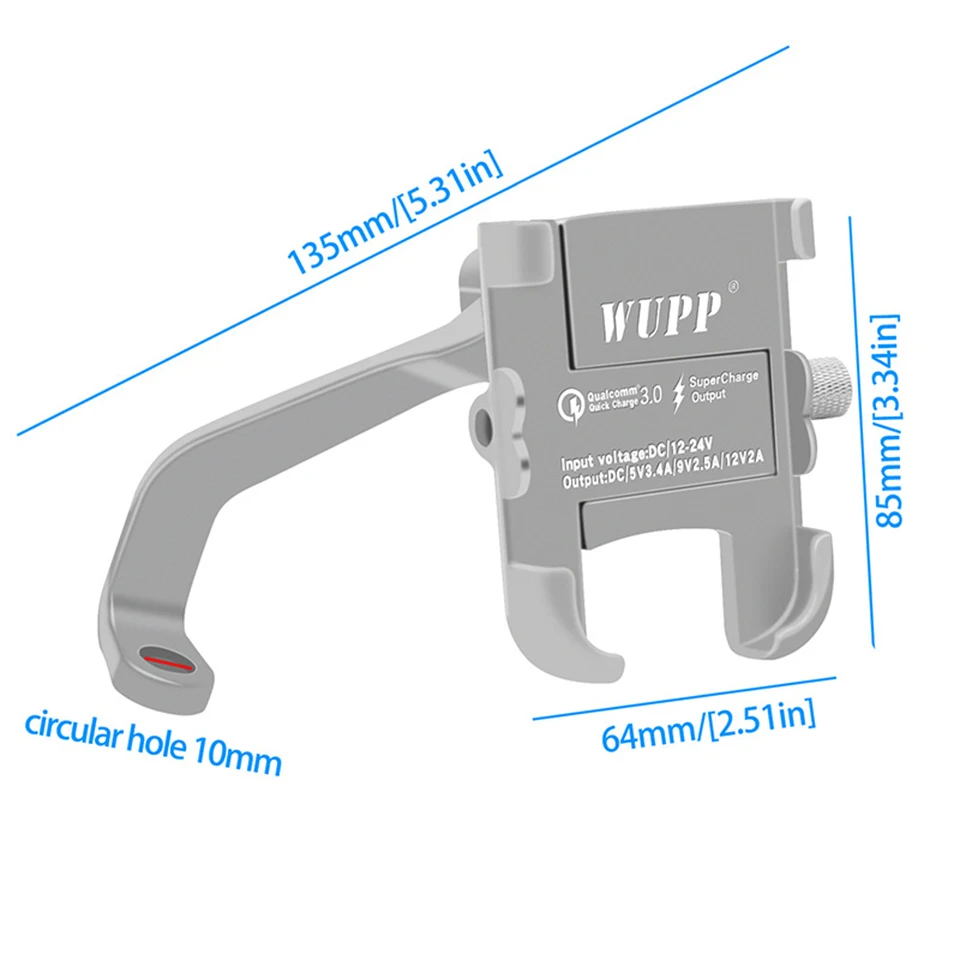 Vmonv Rorating держатель для телефона на руль мотоцикла USB быстрое зарядное устройство 3,0 велосипедный держатель заднего вида для 4-6,5 дюймов крепление для мобильного телефона