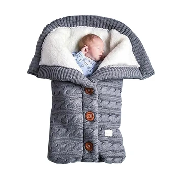 

Baby Soft Sleeping Bag Blanket Footmuff Knitting Envelope Newborn Swadding Wrap L4MC