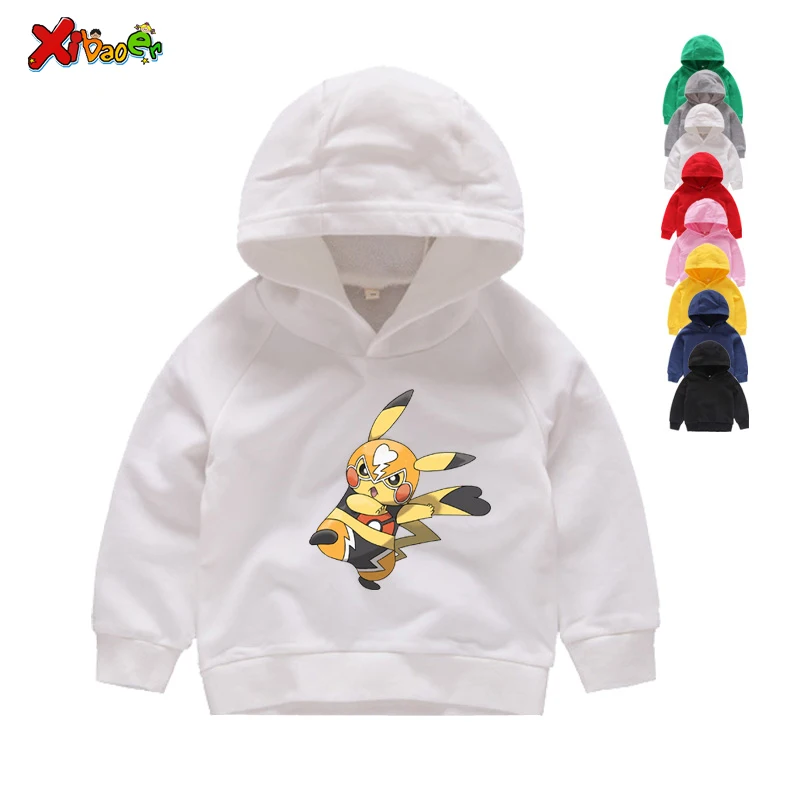 New Pokemon Hoodies Toddler Boys Girls Sweatshirts Cartoon Pikachu Print Kids Baby Sweater Children Spring Autumn Casual Clothe - Цвет: Kids Hoodies