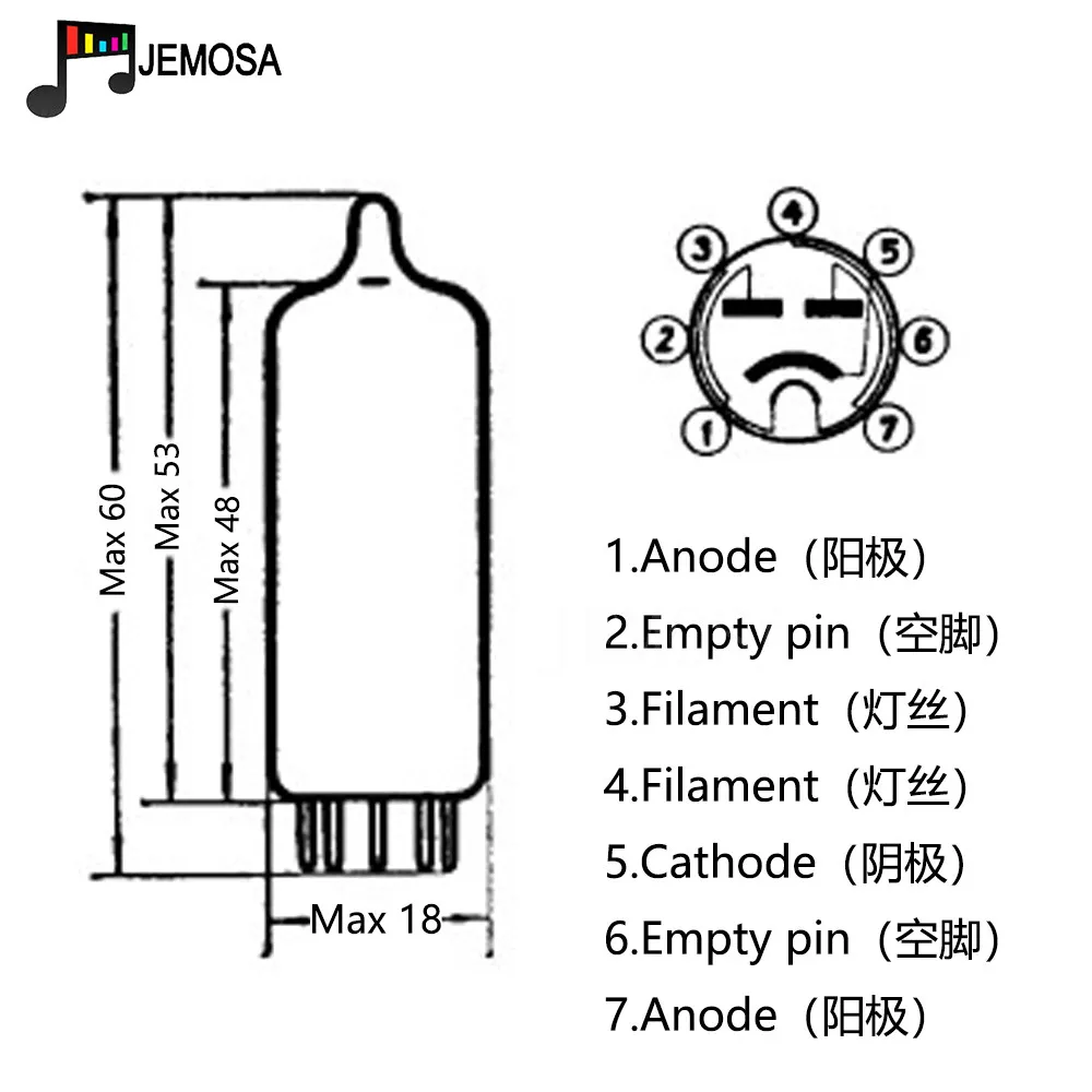 2Pieces Shuguang Vacuum Tube 6Z4 7Pins Electron Tube Rectification Diode HIFI Audio Vacuum Tube Amplifier 6Z4 Tube