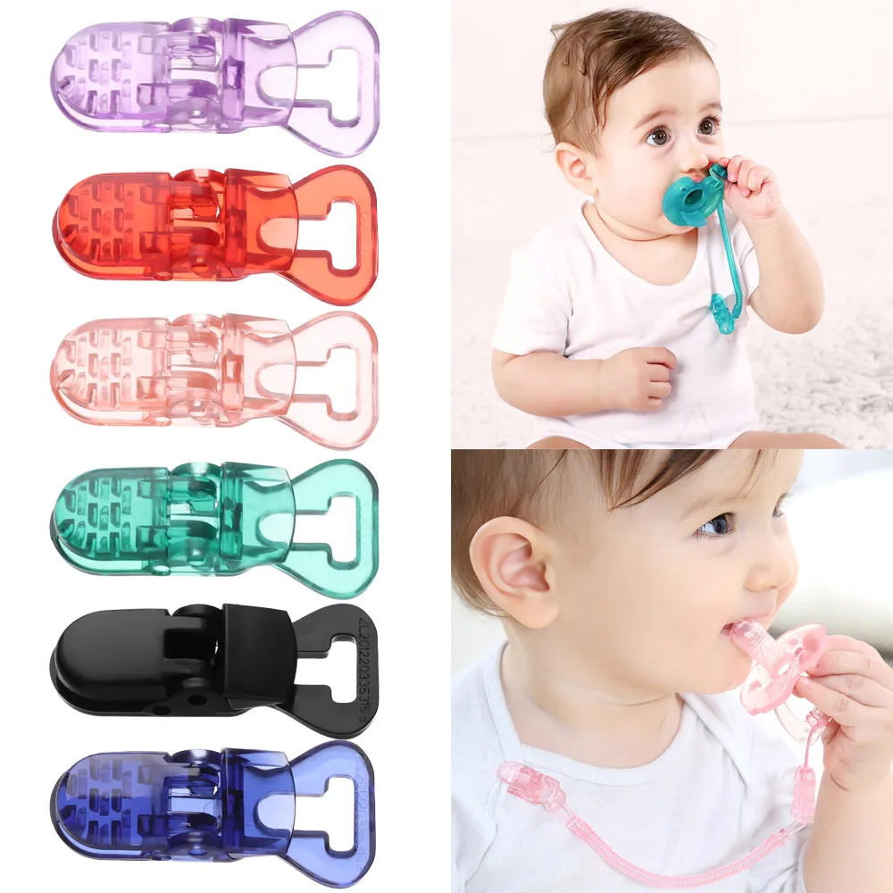 10PCS Plastic Transparent Pacifier Chain Clips 10mm Baby Soother Holder Badges Crafts Buckles Hearing Aid Accessories plastic clips baby pacifier clips