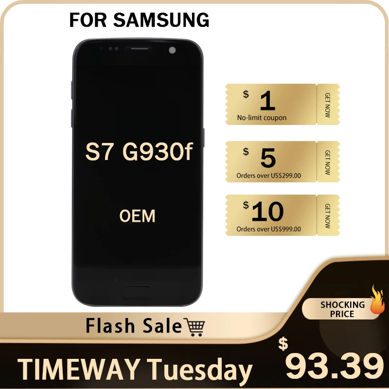 

100% Tested For Samsung S7 LCD Dispaly With Frame With Touch Screen Assembly For Samsung S7 G930F LCD Screen Super AMOLED