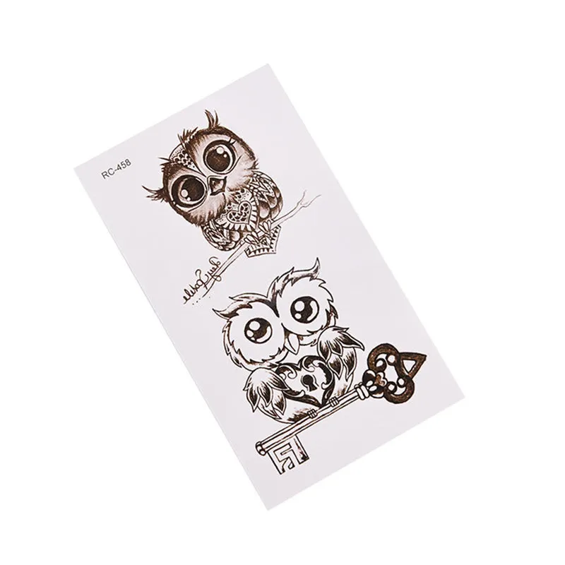 3D бабочка водостойкий боди-арт Временные татуировки для мужчин и женщин сексуальные цвета маленькие наклейки оптом - Цвет: 1Pc Owl