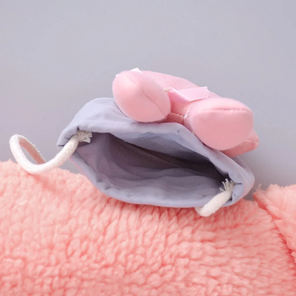Toddler Kids Jackets Baby Boy Girl Clothes Winter Rabbit Ear Coats Jacket Thick Snowsuit Hoodie Fleece+bag Children Girl Clothes