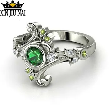 

925 anillos Silver Magic Natural Emerald RingMagic School Charm Green Crystal Rings For Women And Men Jewelry Accessories