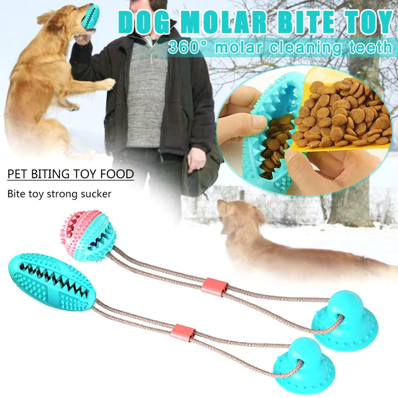 

Multifunction Pet Molar Bite Toy Suction Cup Feeder Chewing Cleaning Teeth for Dog Puppy DEC889