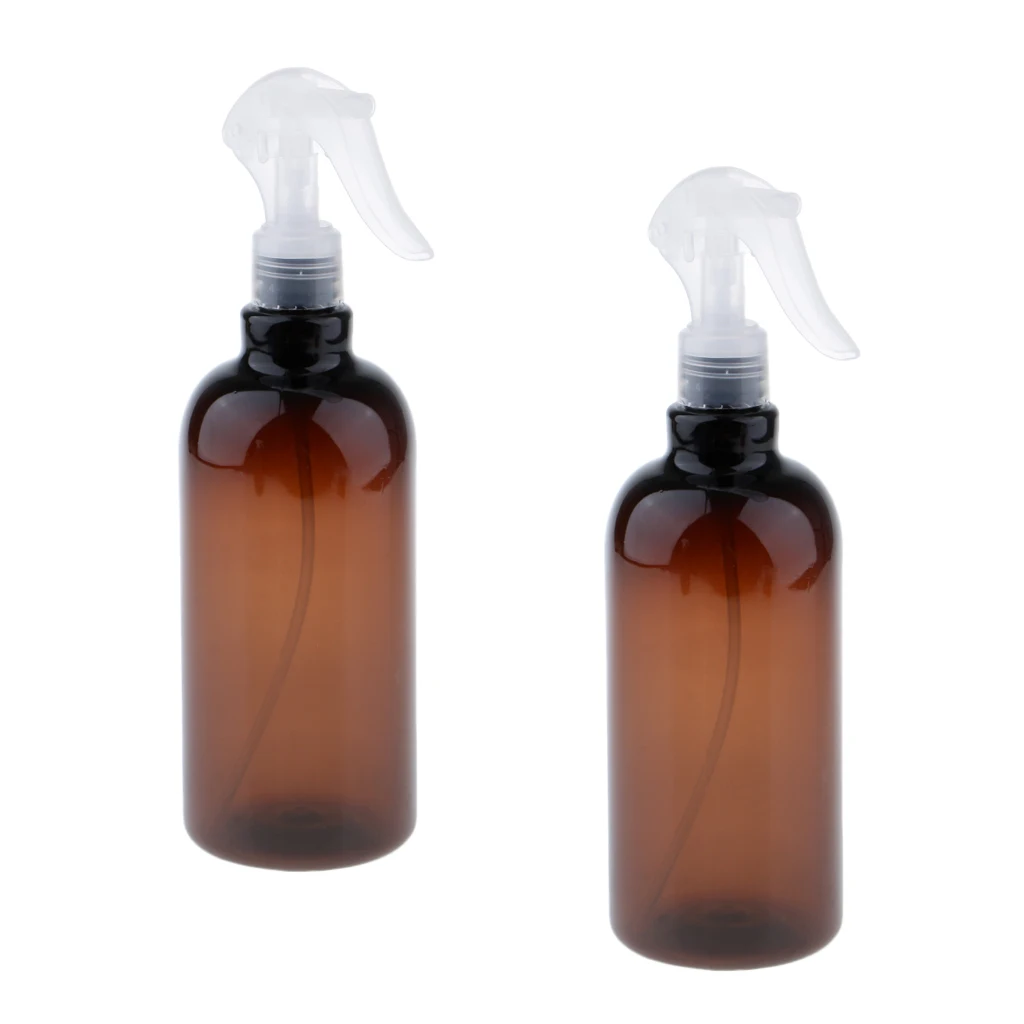 2pcs 500ml Empty Amber Spray Bottles Refillable Container for Essential Oils Cleaning Products Aromatherapy