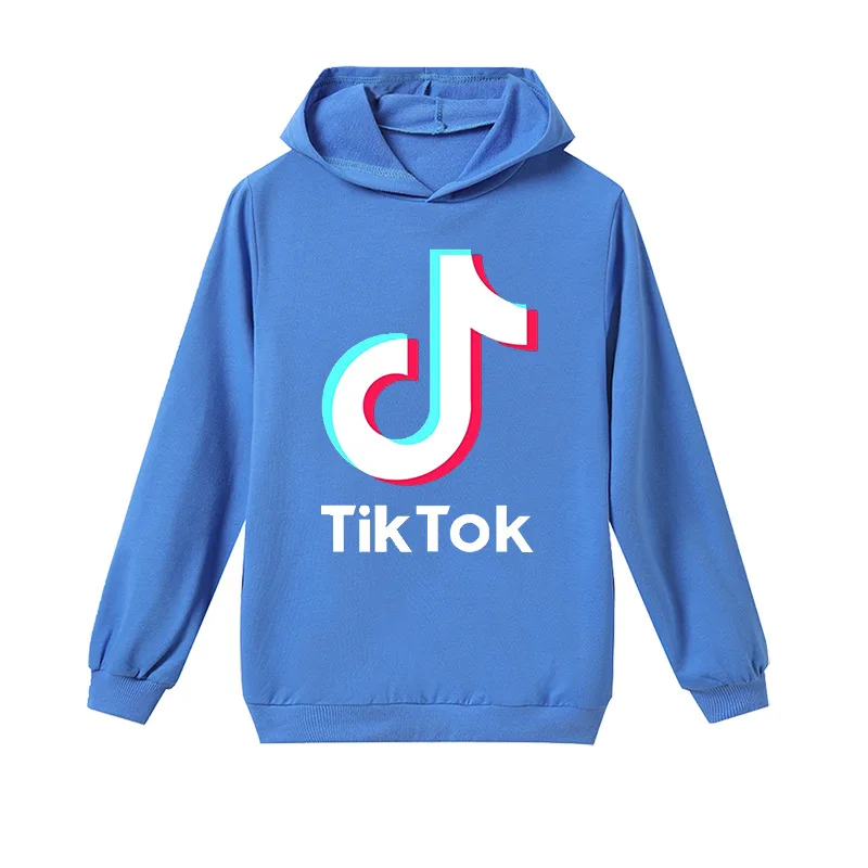 TikTok/Детский кардиган; футболка с капюшоном и длинными рукавами для мальчиков и девочек; рубашки для девочек; Детский костюм; топы - Цвет: H1244-blue