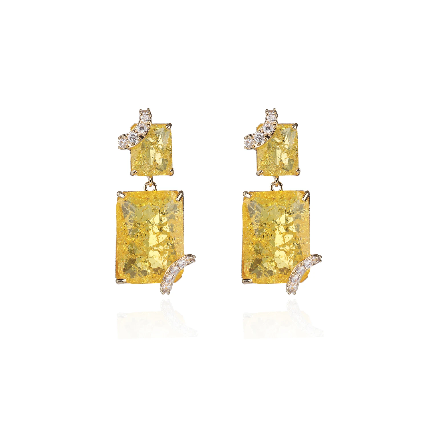 Square Cubic Zircon Earrings for Wedding Bride CZ Drop Earring for Women,Popular Jewelry Accessories for Girl CE11653