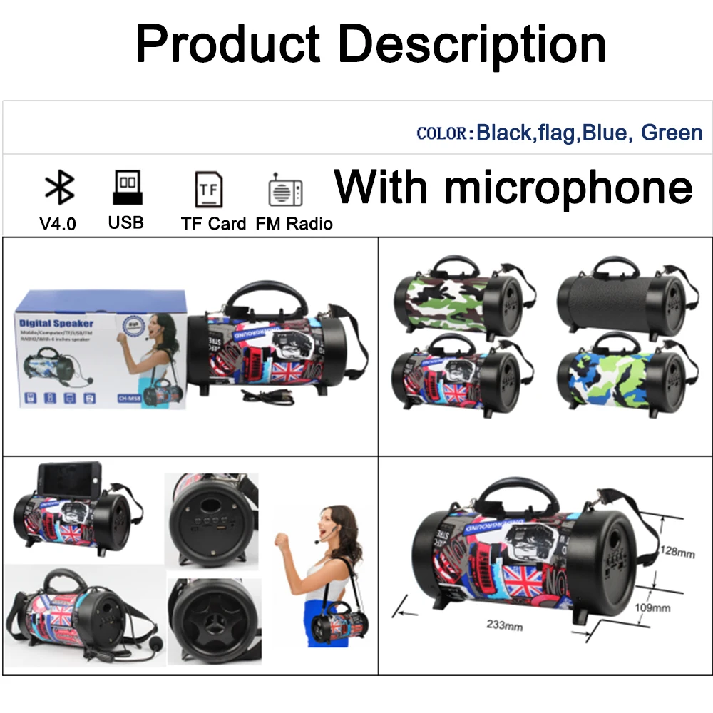 M58 открытый bluetooth-динамик, плеер портативный Колонка беспроводной динамик с fm-приемником Move KTV 3D Музыкальный сабвуфер PK Xtreme