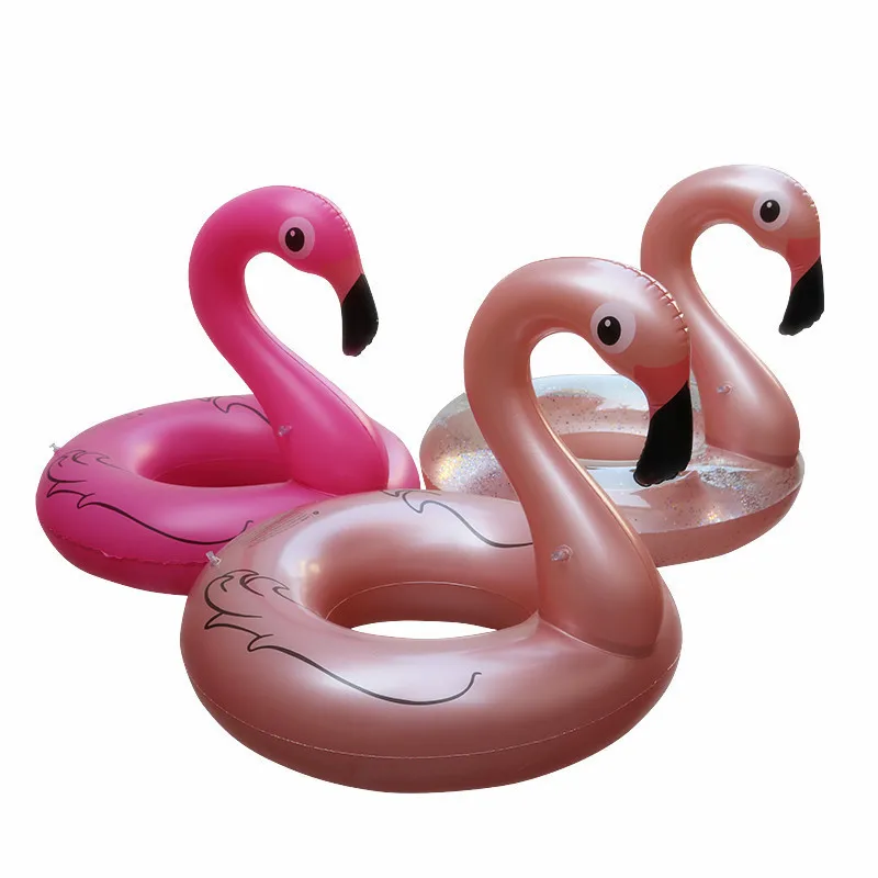 

INS Flamingo Swimming Tube Transparent Sequin Golden Pink Adult Hydrosphere Inflatable Armpits Ring Riding