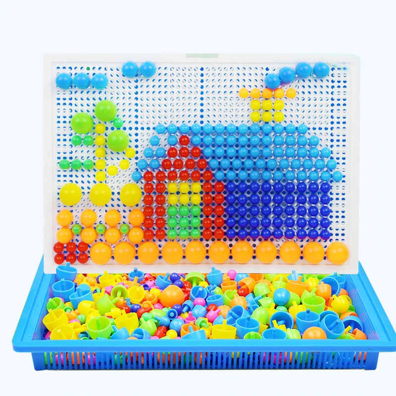 3D головоломки игры головоломки доска для Для детей Обучающие игрушки 296 шт./компл. коробки упакованы гриб зерна, с декоративной отделкой бисером, интеллигентая(ый - Цвет: Шоколад