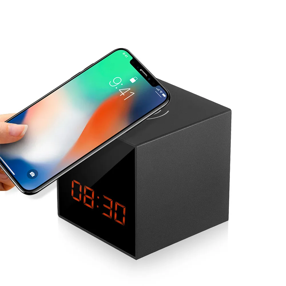 SUPER DEALS! WiFi IP Camera Mobile Wireless Charger Table Clock Video Security Mini IP Camera Full HD 1080P Invisible Lens Camcorder