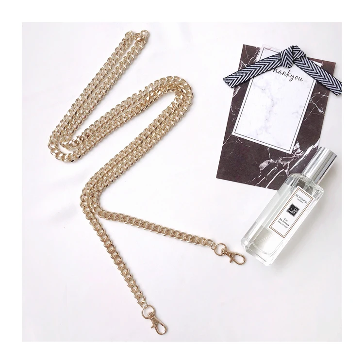 Gold chain Черный кожаный ремешок через плечо с длинной цепочкой для мобильного телефона чехол, металлическая цепочка из искусственной кожи - Цвет: Gold chain