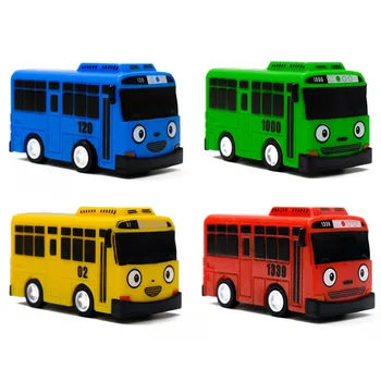 

4pcs/set Small Car Korean Cartoon TAYO the Little Bus Araba Oyuncak Car Model Pull Back Toy Car Kids Birthday Gift