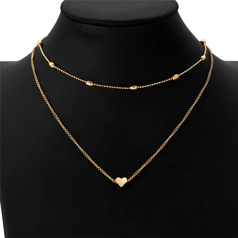 Simple Fashion Female Clavicle Pendant Peach Heart Multi-Layer Clavicle Neck Chain Necklace Heart-Shaped Pendant - Image 3