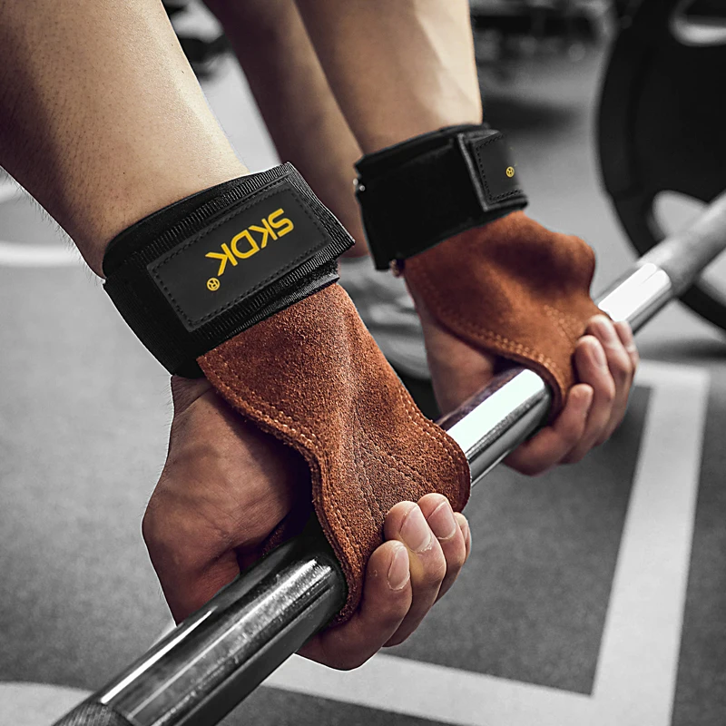 1 пара перчаток для тренажерного зала, противоскользящие перчатки для тяжелой атлетики, тренировки, кроссфита, фитнеса, перчатки для защиты ладоней, двойная воловья кожа
