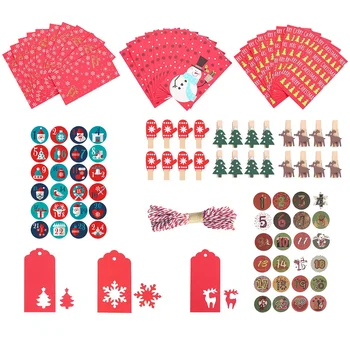 

1 Set Christmas Gift Bag Cute Storage Bag Number Stickers Hanging Tags Paper Candy Bags With Stickers Hanging Decorations Xmas