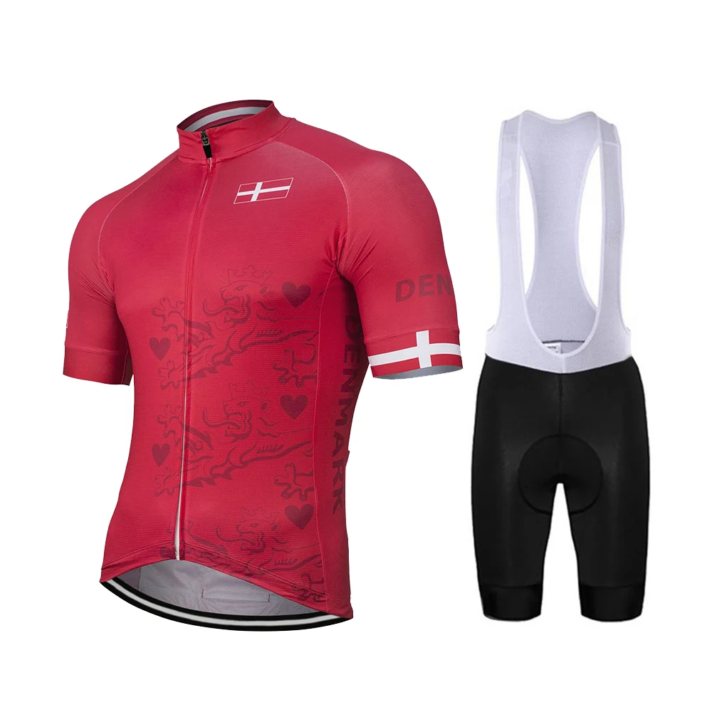 2021 Denmark New Summer Cycling Jersey Set Men Bike Road Mountain Race Bicycle Wear Tops Red 9D Gel Breathable Ciclismo | Спорт и