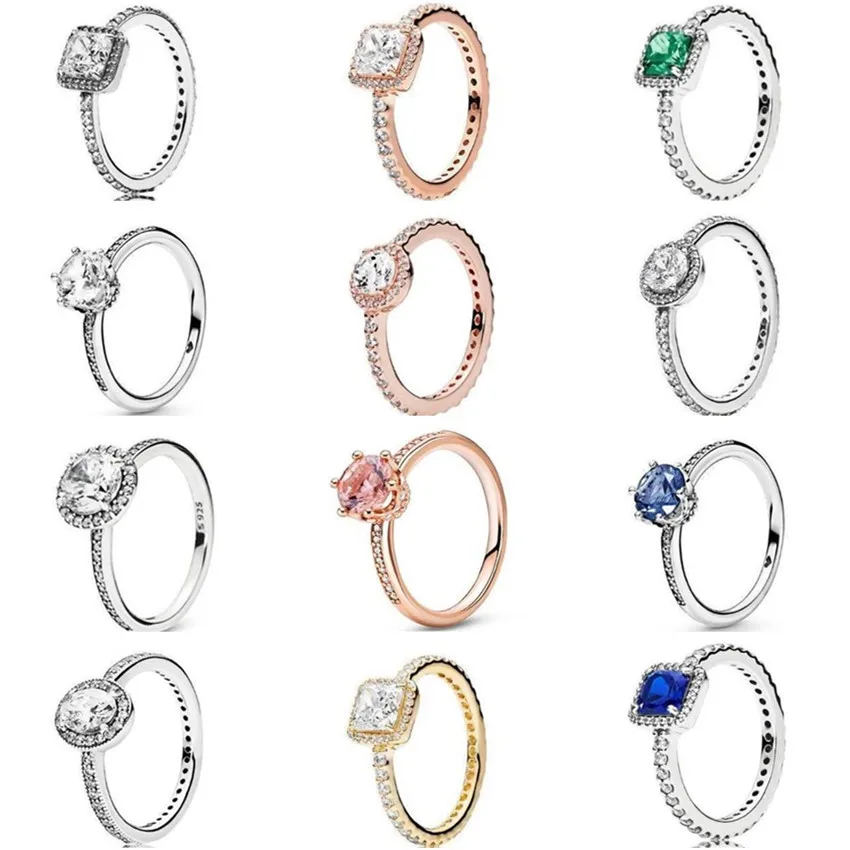 

Authentic 925 Sterling Silver Elegance Rings With Round Crystal Rings For Women Wedding Party Europe Fashion Jewelry