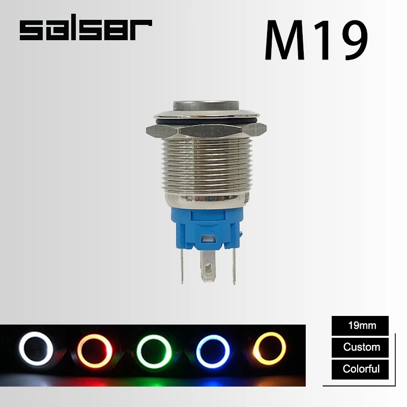 

19mm Metal Push Button Switch Lamp Connector Latching Lock / Reset Momentary Power Supply Start-up Waterproof Connection DIY