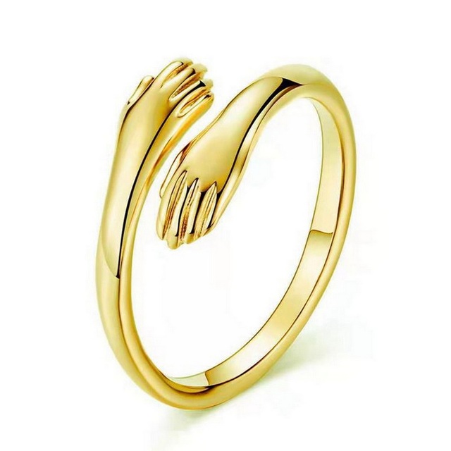 Romantic Love Hug Carved Hand Rings Creative Love Forever Opening Finger Adjustable Hand Ring For Women Men Fashion Jewelry