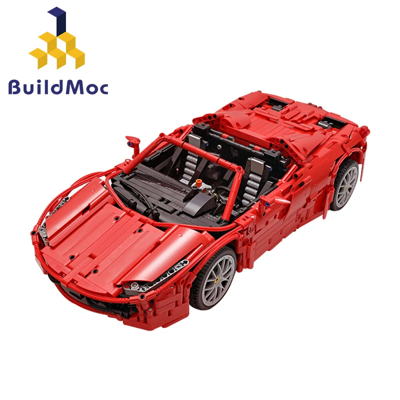 BuildMoc A build for MOC Hennessey Venom GT Spyder Ferrarii 458 строительные блоки, набор игрушек DIY, развивающий подарок для детей на день рождения - Цвет: C23402 No motor