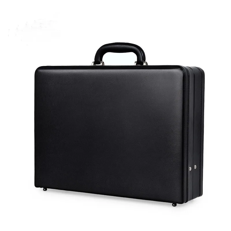 D2830 black Feixueer Роскошный деловой кожаный чемодан 14 ''портфель для ноутбука мужской чехол с паролем модный Многофункциональный чемодан-дипломат Женский коричневый - Цвет: D2830 black