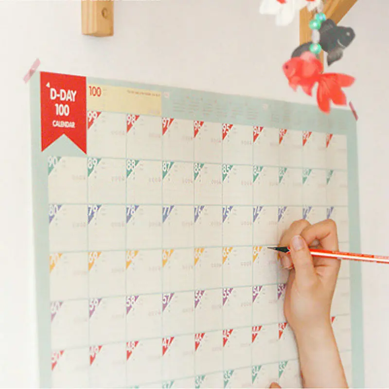 100 Day Countdown Calendar Learning Schedule Periodic Planner Table Gift For Kids Study Planning Supplies | Канцтовары для офиса и