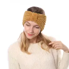 Женская повязка на голову с бантом, мягкая Толстая эластичная теплая вязаная спортивная повязка на голову, повязка на голову, головной убор