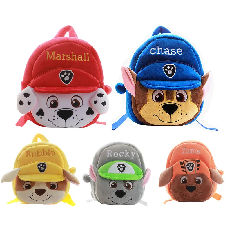 Mochila De felpa de la patrulla canina para niños, morral de felpa con ilustración de personajes de dibujos animados Marshall, bolso escolar para guardería, regalo para niños