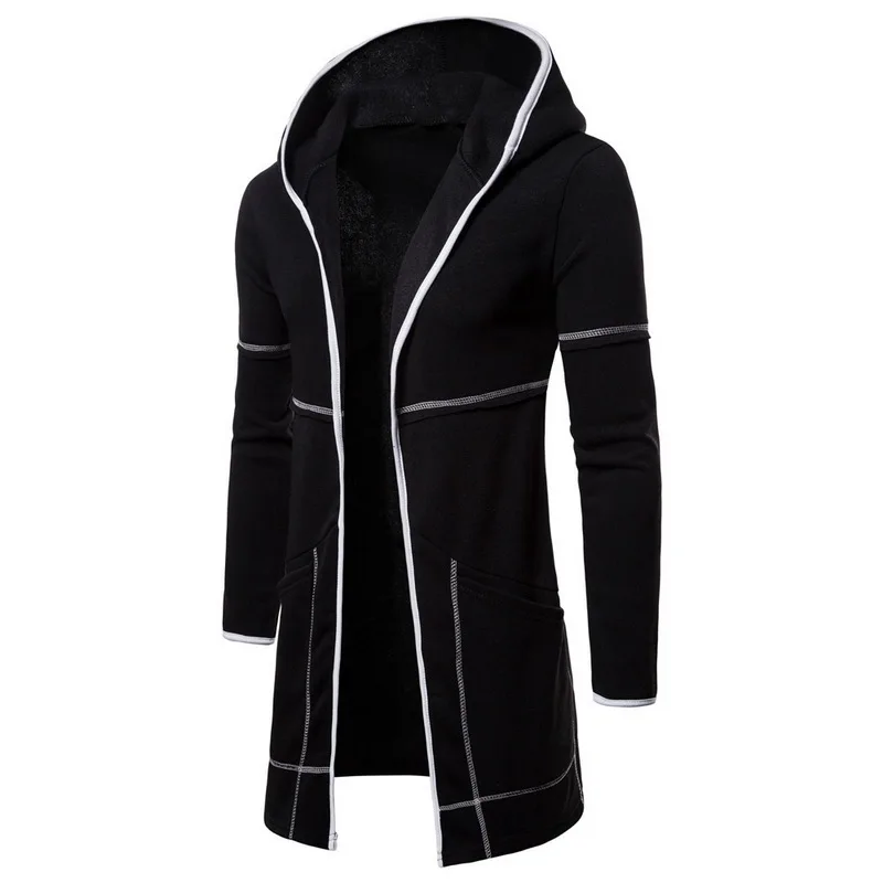 Men Sweatshirt Black Gown Hip Hop Mantle Hoodies Brand Fashion Autumn Long Open Front Cloak Man's Coat Jacket Men Sweatshirt Black Gown Hip Hop Mantle Hoodies Brand Fashion Autumn Long Open Front Cloak Man's Coat Jacket