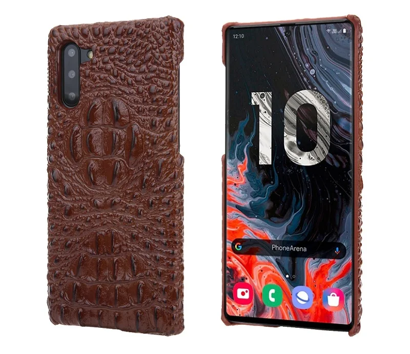 Твердый 3D чехол из натуральной кожи для samsung Galaxy Note 10 Plus Note10, чехол для сотового телефона, Роскошный милый крокодильчик, тонкая задняя крышка, чехол s