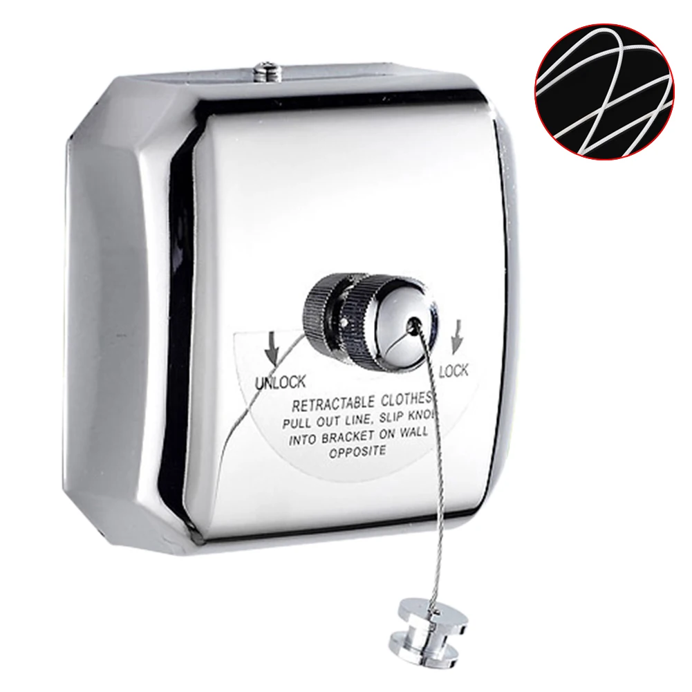 2.8m Wall Mounted Space Saving Retractable Clothesline Shower Stainless