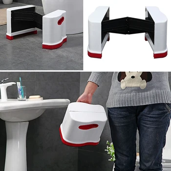 

Best New Collapsible Toilet Stool Ottoman Portable Stool Plastic Foot Stool Thick Bathroom Stool