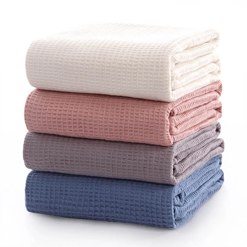 Япония хлопчатобумажный, Вафельный Рисунок Плед покрывало на кровать диван розовый синий плед одеяло для детей взрослых летнее полотенце одеяло покрывало