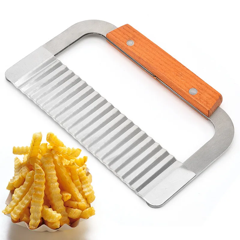 

SEAAN Creative Stainless Steel Wavy Knife Potato Cutter Tool Kitchen Special Gadget with Wooden Handle