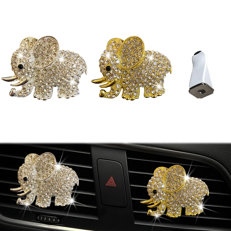 Новый Блестящий металлический Алмазный слон автомобильный парфюм Кристальный