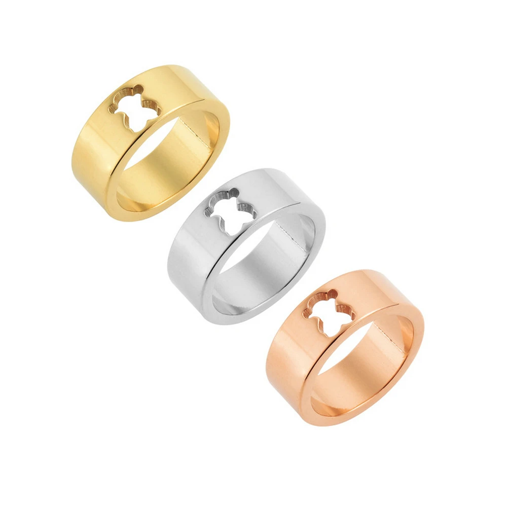 

2020 Women Fashion Rings Stainless Steel Ring Cute Bear Design 3 Colors Can Choose High Quality Manufacturing Process