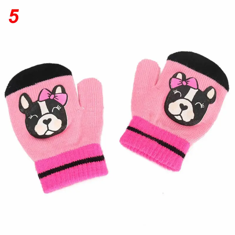 Детские зимние теплые перчатки, детские варежки с защитой от царапин для мальчиков и девочек, перчатки с пальцами для детей 0-4 лет - Цвет: 5