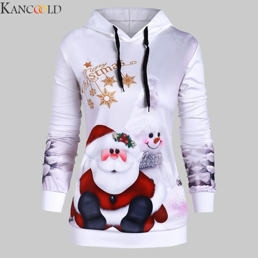 Фото KANCOOLD Winter Women Sweatshirt Fashion Parent-child Christmas Snowflake Print Hoodie Pullover Top High Quality 4 Colors S-XXXL | Женская