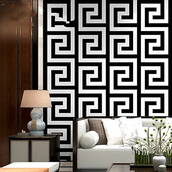 

Greek Key Lattice Modern Geometric Wallpaper Hotel Study Background Wall PVC Bathroom Waterproof Wallpaper
