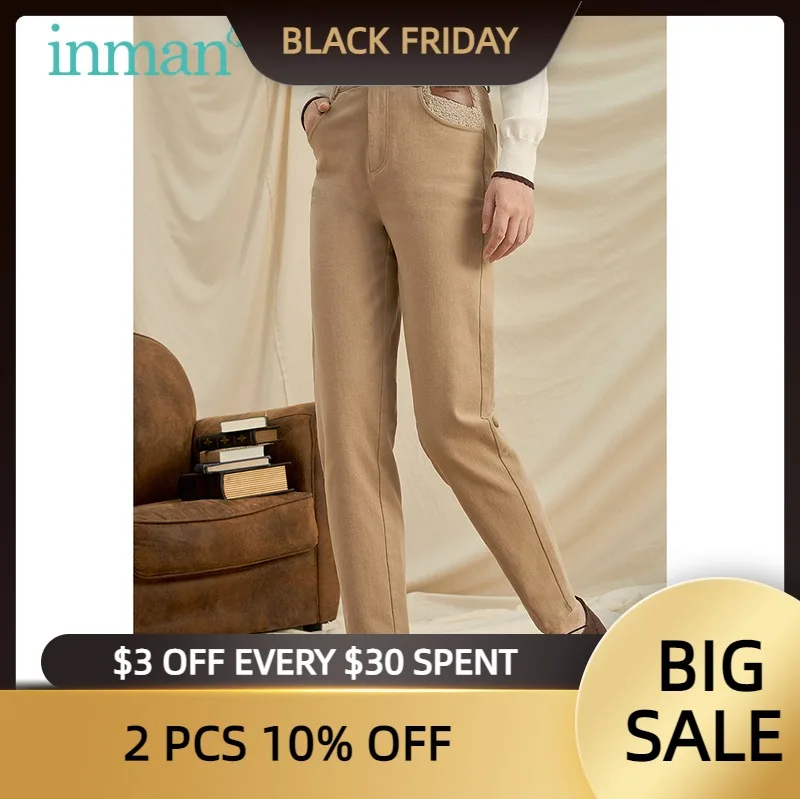 Женские брюки INMAN осенние и зимние укороченные цвета хаки с подкладкой карманами