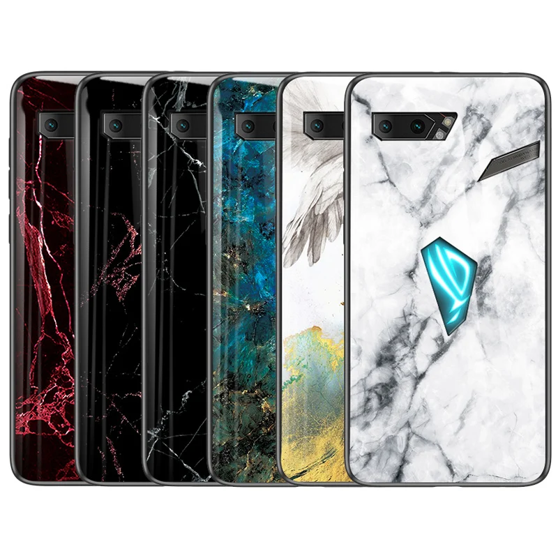 1 шт Стекло с мягкими краями чехол для Asus ROG Phone II мраморный узор закаленное стекло Твердый Чехол