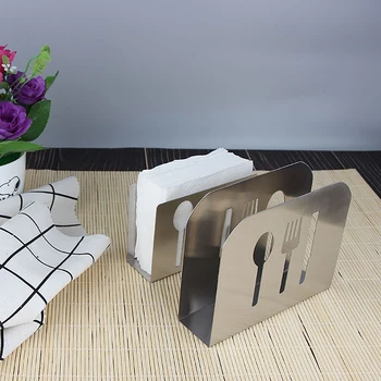 

Stainless Steel Towel Napkin Rack Box Tissue Holder Tissue Boxes Cutlery Floral Hollow-Out Design Table Decoration